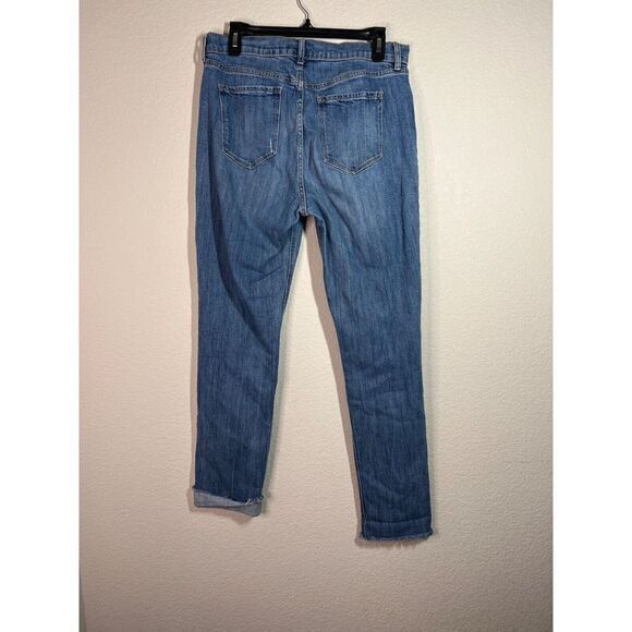 Old Navy Blue Distressed High Rise Cuffed Hem Boyfriend Jeans Womens Size 10T - Picture 5 of 8